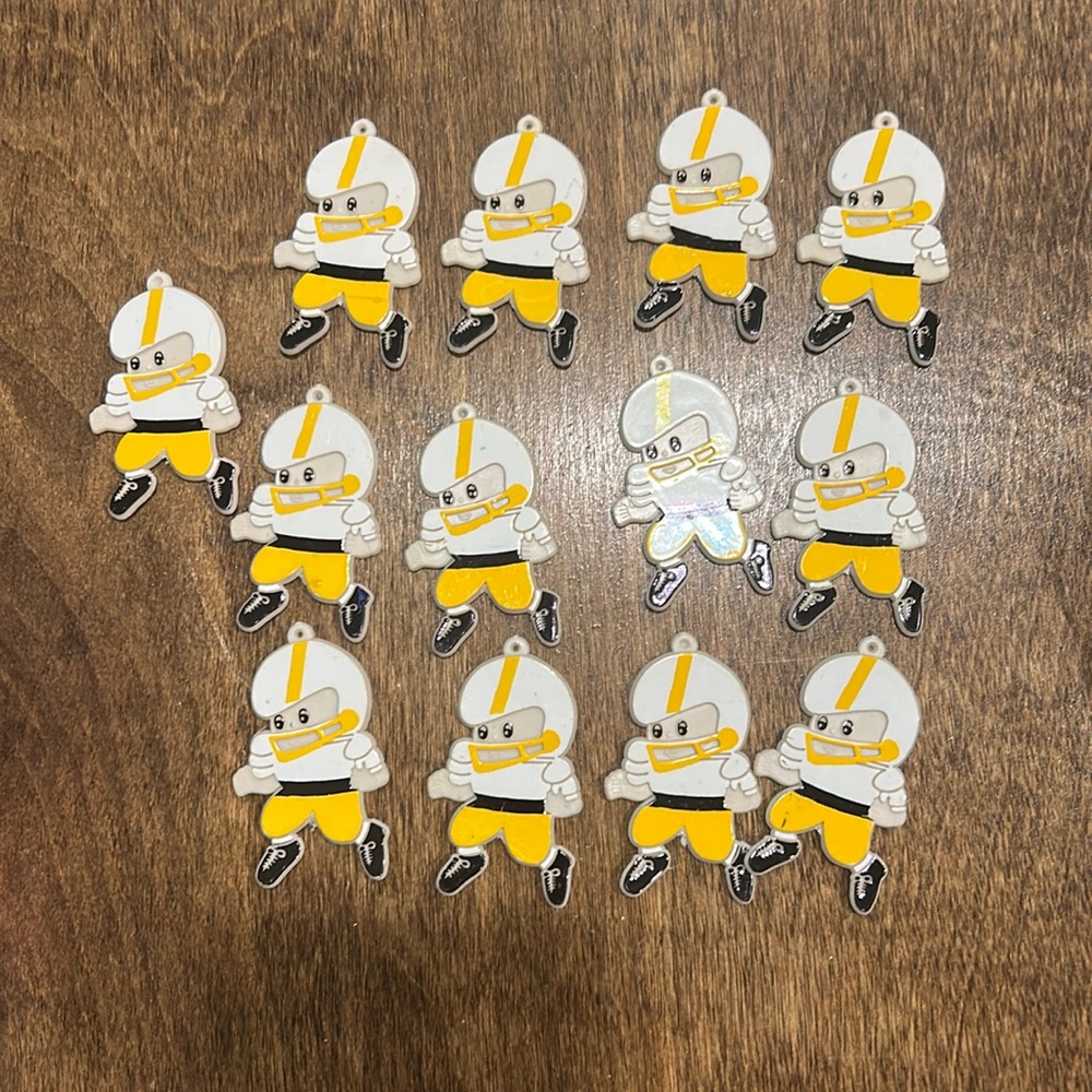 Homecoming White & Gold Yellow FOOTBALL charms/trinkets (13) mums & Garters